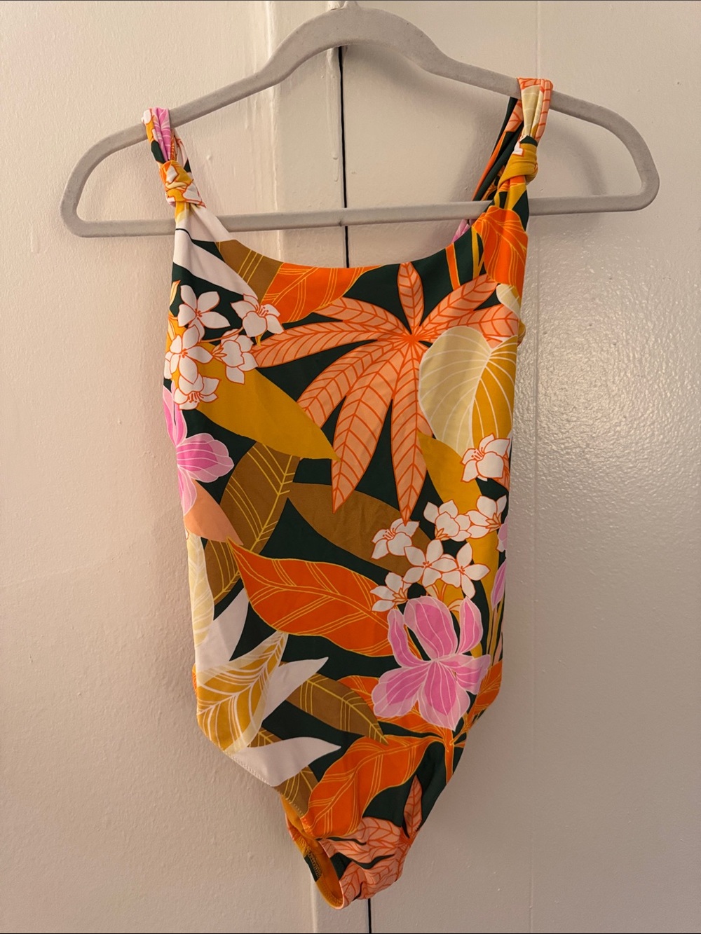 Women’s Tropical Floral One-Piece Swimsuit - Pink & Orange